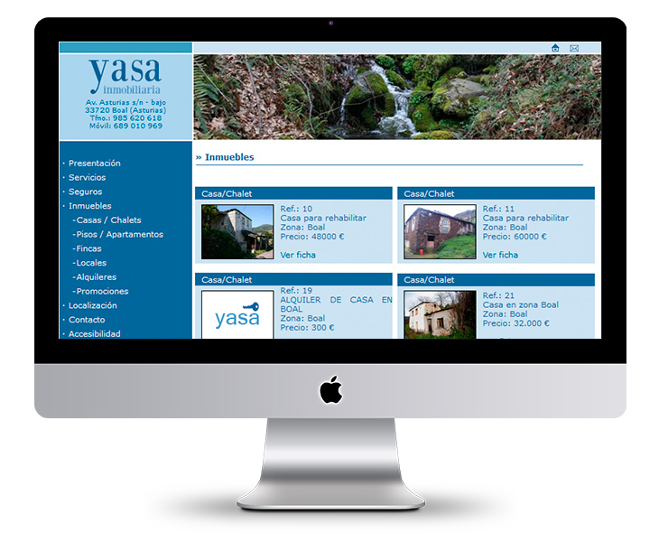 Página Web de Yasa Inmobiliaria - Boal - Asturias